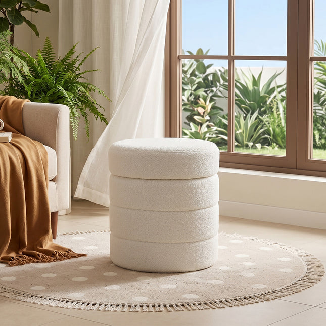Teddy Fleece Upholstered Storage Ottoman