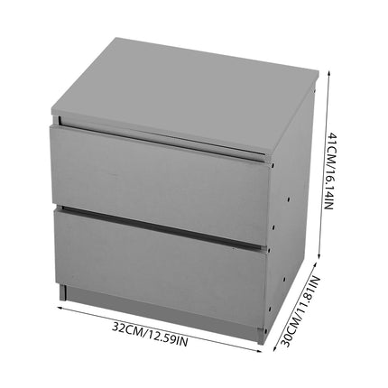 2-Drawer Wooden Nightstand Bedside Table in Grey