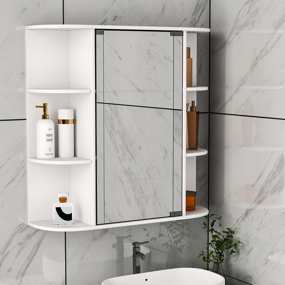 Mirror Medicine Cabinet with 6 Open Shelves W59 x H58cm