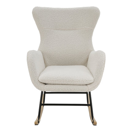 Comfy Sherpa Upholstered Rocking Accent Chair with High Backrest and Armrests