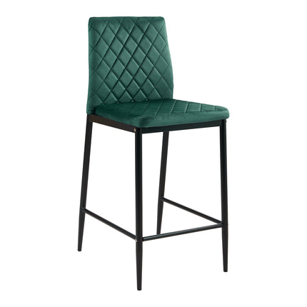 2PCS Velvet Upholstered Bar Stools with Backrest