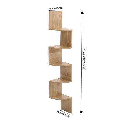 5-Tier Wooden Floating Corner Shelf