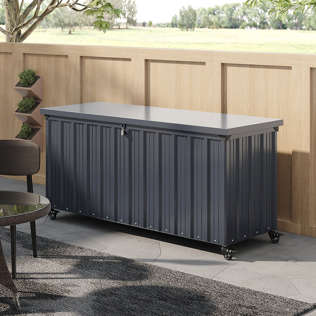 550L Outdoor Large Lockable Metal Storage Box with Wheels