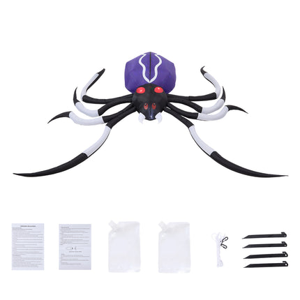 11FT Halloween Inflatable Giant Spider with Built-in LED Lights