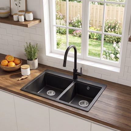 Modern Quartz Resin Composite Kitchen Sink with Waste Kit