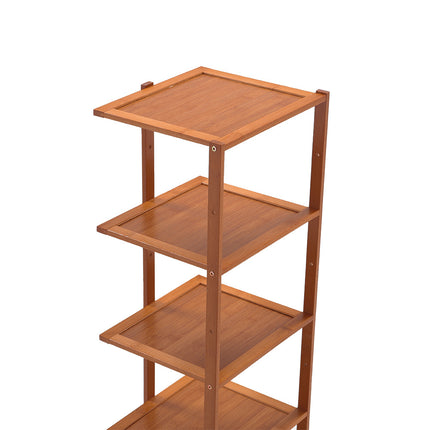 Brown 7 Tier Bamboo Shoe Rack Entryway Hallway Shoe Shelf