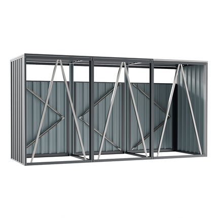 Outdoor Metal Garbage Can Garden Storage Shed with Three Doors