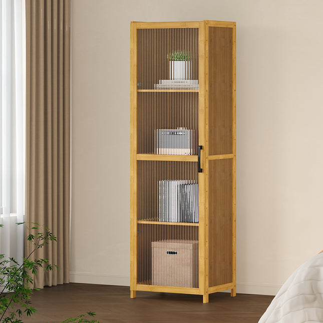 4-Tier Narrow Bookcase Storage Cabinet with Acrylic Door
