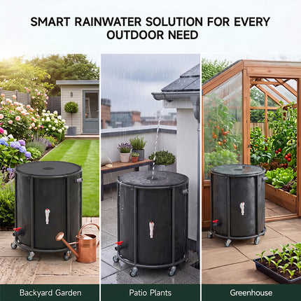 114L/ 190L Portable Rain Barrel with Castors