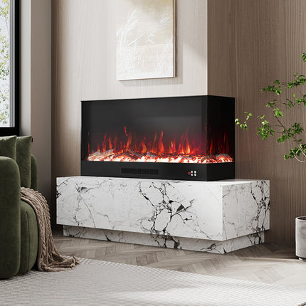 Modern Recessed Electric Fireplace with Remote