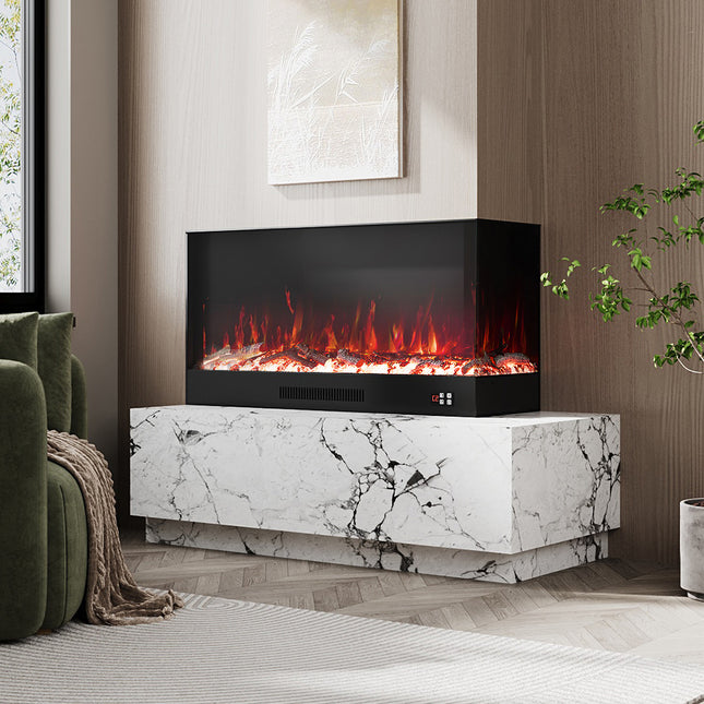 Modern Recessed Electric Fireplace with Remote