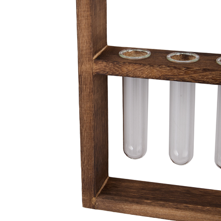 5-Tube Wall Hanging Plant Propagation Station with Wooden Frame