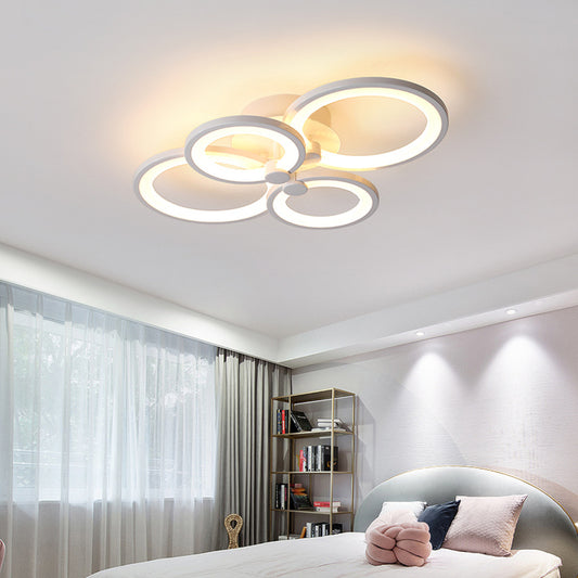 Round LED Dimmable Chandelier Ceiling Light With Remote, 4 Head