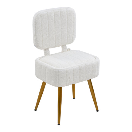 Teddy Fleece Vanity Chair with Storage & Folding Backrest