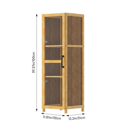 3-Tier Narrow Bookcase Storage Cabinet with Acrylic Door