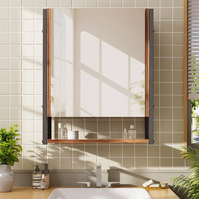 Wall-Mounted 3-Layer Mirror Cabinet with Metal Frame