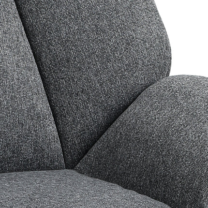 Grey 70cm Minimalist Linen Armchair with Black Iron legs