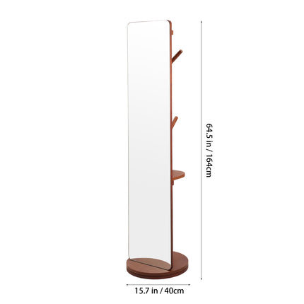 360° Rotating Full-Length Mirror with Coat Rack Tempered Glass