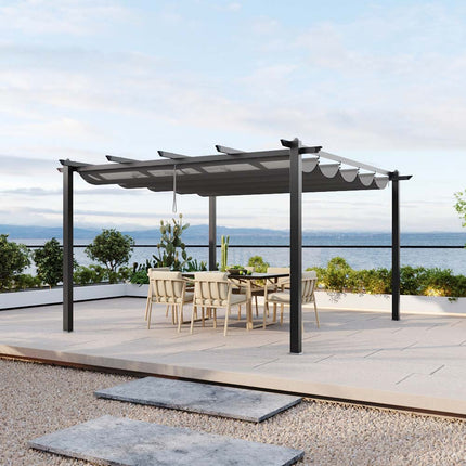 13x13ft Aluminium Pergola with Retractable Roof