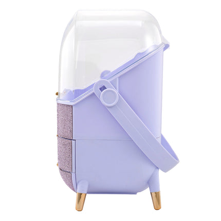 Countertop Portable Oval Makeup Storage Box with Transparent Cover