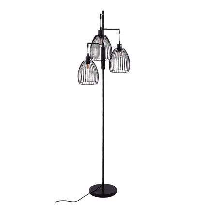Black Modern Industrial Style 3-head Floor Lamp with Irregular Shade