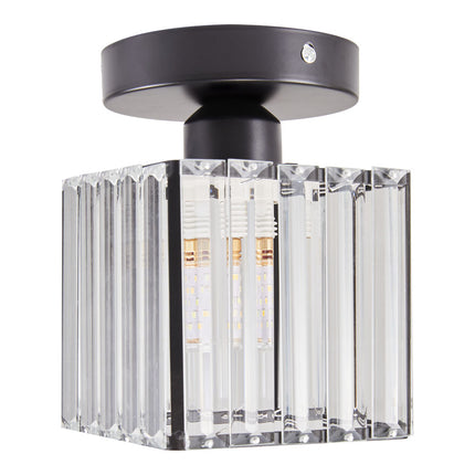Modern Crystal Ceiling Light with Square Glass Lampshade
