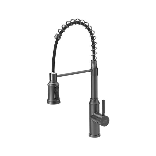 Rotable Pulldown Kitchen Mixer Tap with Spring Spout Grey