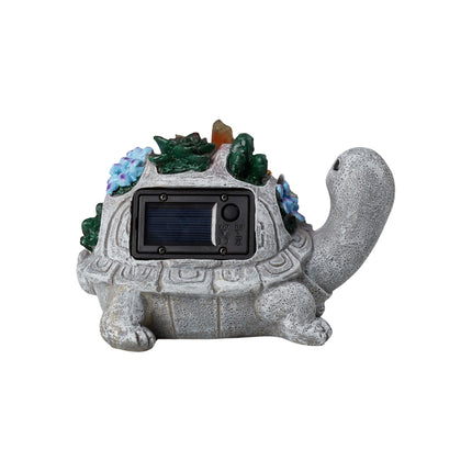Solar-Powered Turtle Garden Ornament with Lights & Succulents