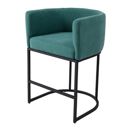 Set of 2 Low Back Upholstered Bar Stools