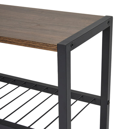 Three-Tier Shoe Organizer Shelf in Brown Modern Walnut