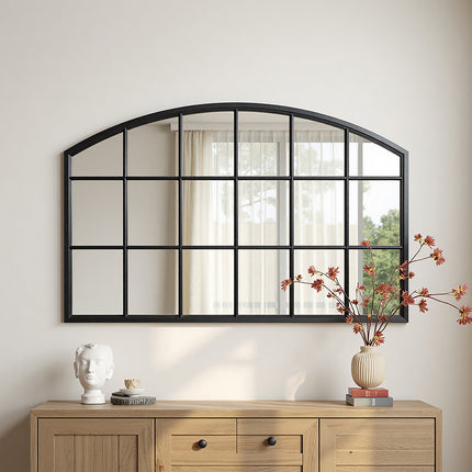 Arched Wall Mirror for Decor Modern Black Framed Window Mirror