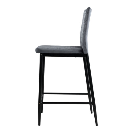 2PCS Velvet Upholstered Bar Stools with Backrest