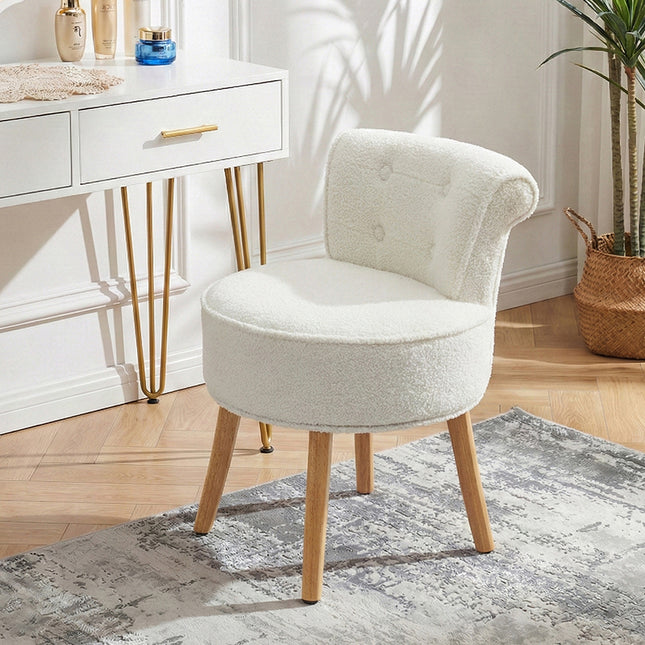 Teddy Fleece Upholstered Vanity Stool