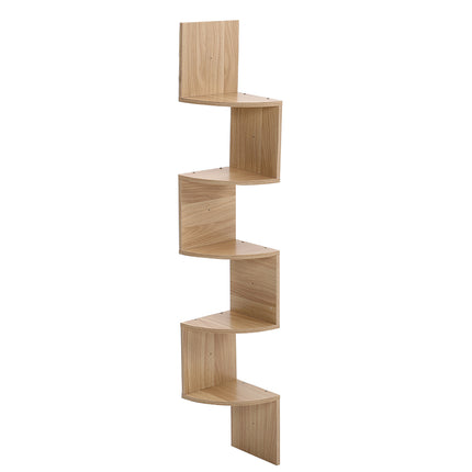 5-Tier Wooden Floating Corner Shelf