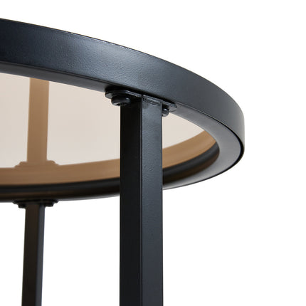 Set of 2 Black Glass Round Nesting Coffee Table