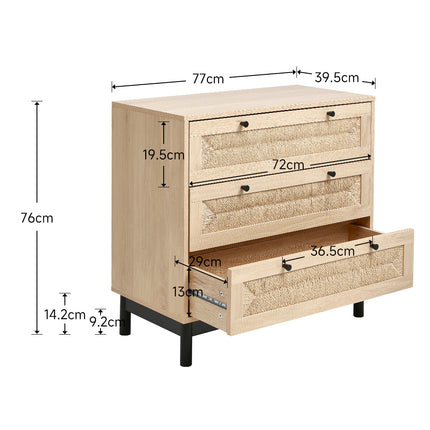 3 Drawer Woven Accent Cabinet for Living Room