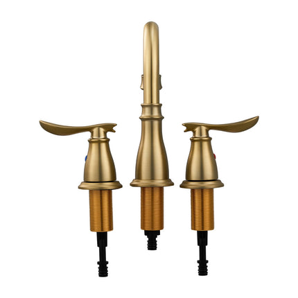 Double Handle Bathroom Sink Faucet with Drainer