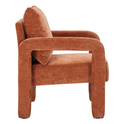 Chenille Upholstered Accent Chair with Lumbar Pillow