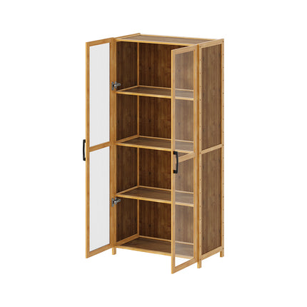 4-Tier Narrow Bookcase Storage Cabinet with Acrylic Door