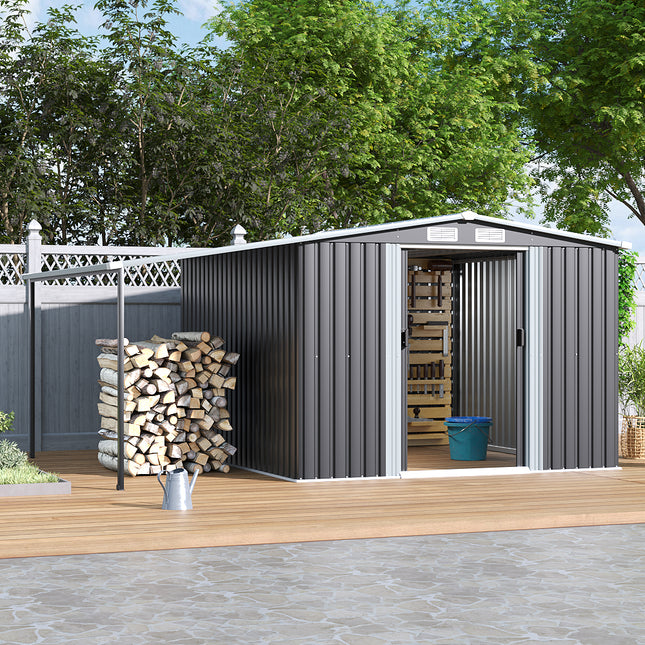 Outdoor Metal Storage Shed with Lean-to