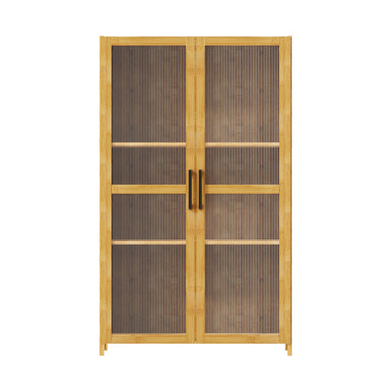 3-Tier Narrow Bookcase Storage Cabinet with Acrylic Door