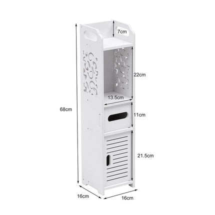 White 68cm H Freestanding Wooden Small Bathroom Cabinet