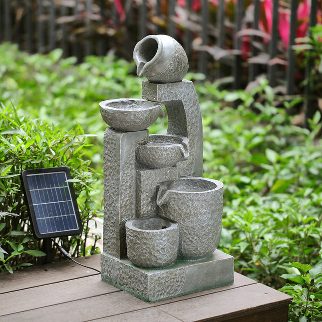 Grey Outdoor Garden Solar powered Water Fountain 64cm