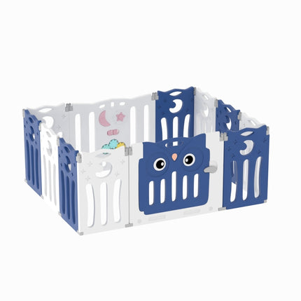 Kids Child Playpen Foldable Safety Gate Fence with Lock, Blue 12 Panels