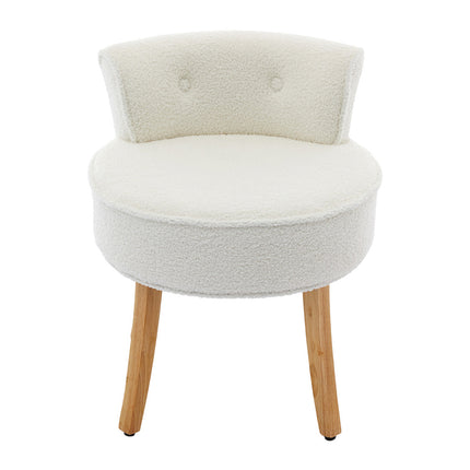 Teddy Fleece Dressing Table Stool with Solid Wood Legs