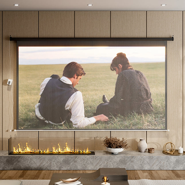 16:9 Electric Motorized Projector Screen with Remote 100"/120" Black