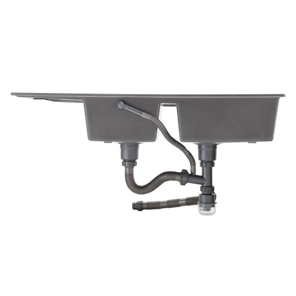 Double Bowl Quartz Resin Composite Kitchen Sink with Waste Kit
