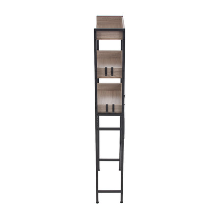 3-Tier Freestanding Over Toilet Storage Rack with 4 Hooks