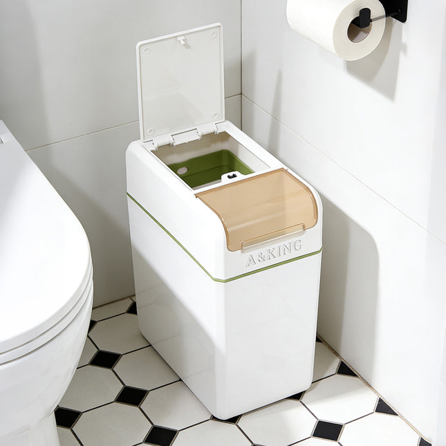 18L Slim Rubbish Bin With Press-Top Lid for Kitchen Bathroom