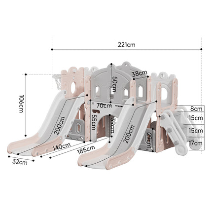 Pink Toddler Indoor Outdoor Toddler Two Slides Playset